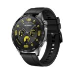 HUAWEI Watch GT 4 stainless steel frame with Black Fluoroelastomer Strap 46mm