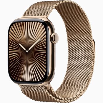 Apple Watch Series 10 GPS + Cellular 46MM Gold Titanium Case with Gold Milanese Loop