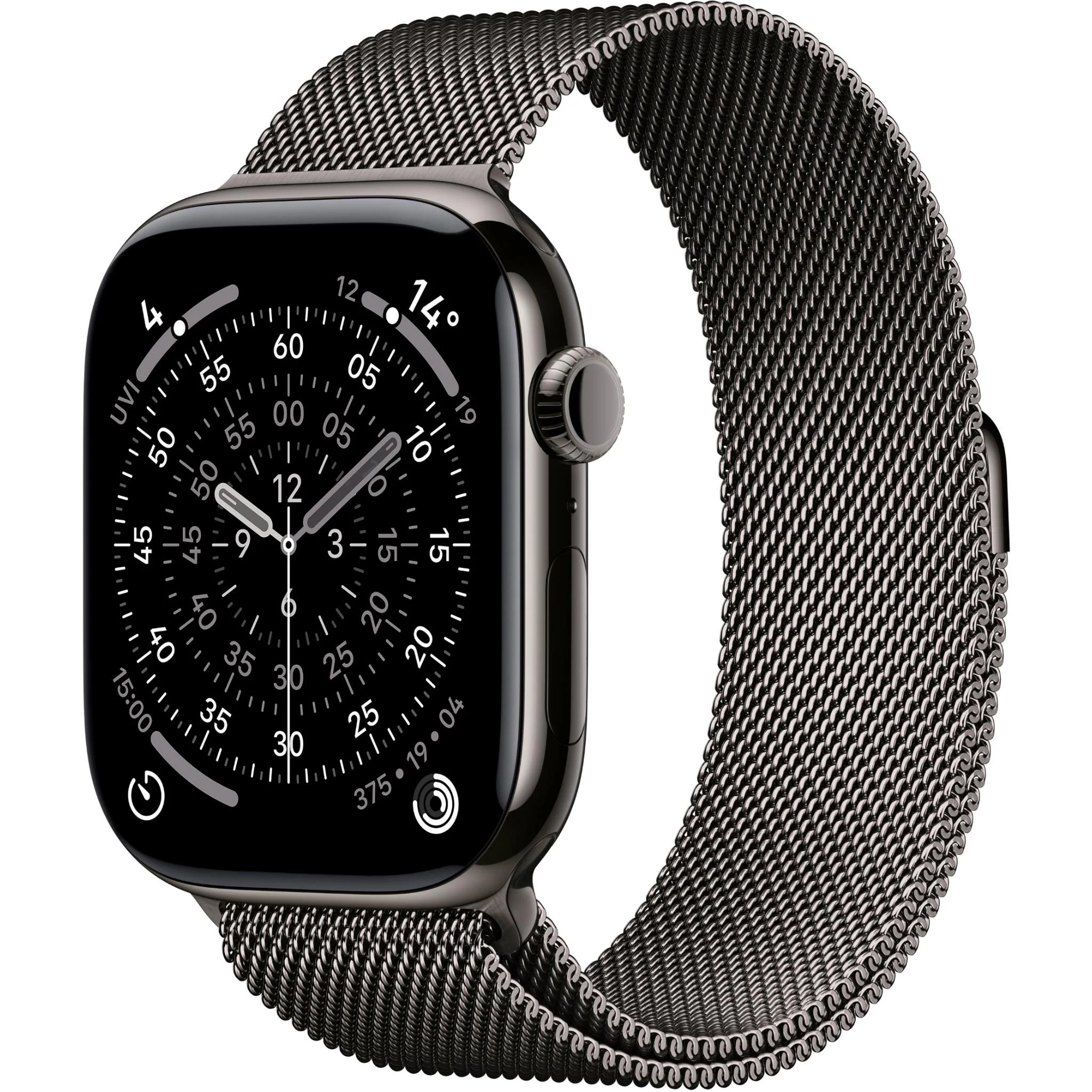 Apple-Watch-Series-11-titanium-46mm-slate-Milanese-cellmart Apple Watch Series 11 titanium 46mm slate Milanese cellmart Apple Watch Series 11 Slate Titanium Case 46MM GPS + Cellular with Slate Milanese Loop